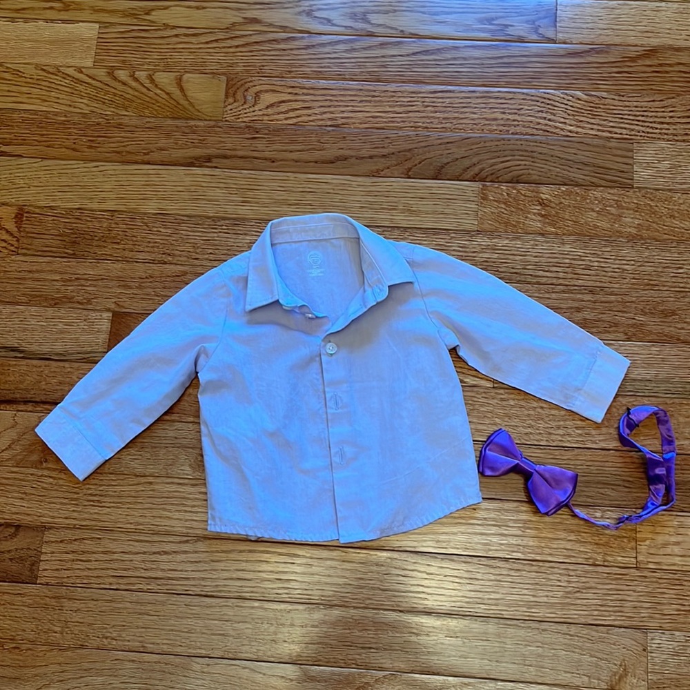 Baby Button Down With Bow Tie
